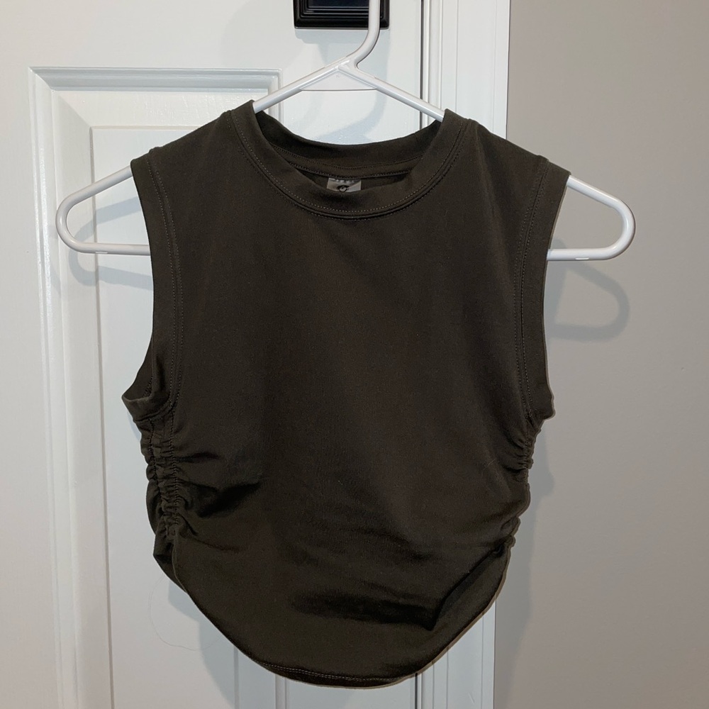 Brown Rutched Athleisure Top